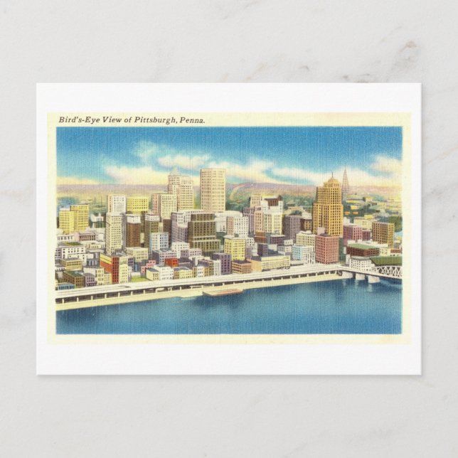 Postal Vista panorámica de Pittsburgh, Penn. (Anverso)