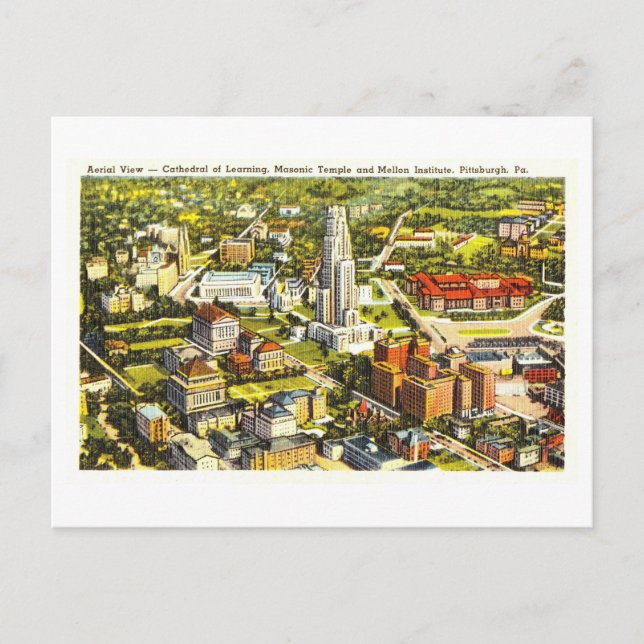 Postal Vista panorámica de Pittsburgh, Penn. (Anverso)