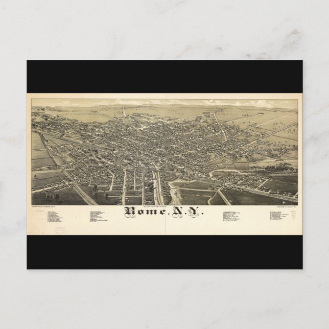 Postal Vista panorámica de Roma Nueva York (1886) (Anverso)