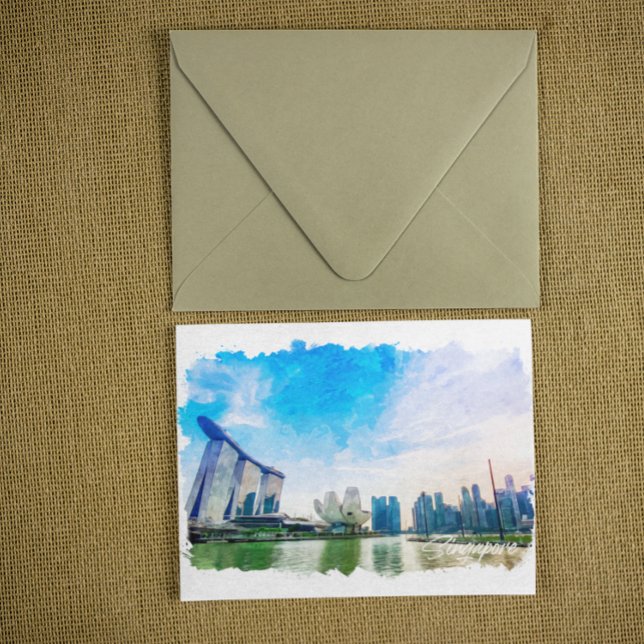 Postal Vista panorámica de Singapur Asia (singapore panorama view postcard)