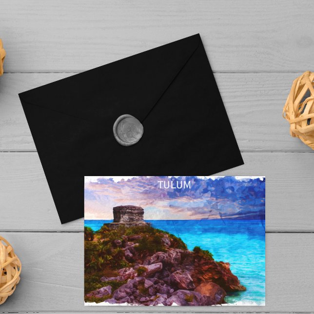 Postal Vista panorámica de Tulum Mexico (tulum mexico panorama view postcard)