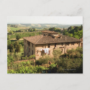 Postal Vista panorámica de un edificio, San Gimignano,