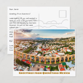 Postal Vista panorámica del acueducto de Querétaro México