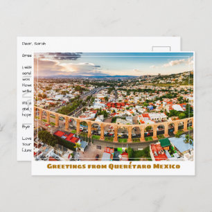 Postal Vista panorámica del acueducto de Querétaro México