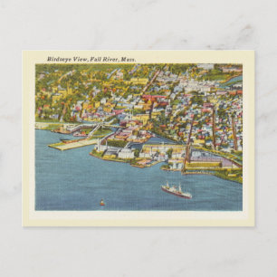 Postal Vista panorámica del ave vintage de Fall River Mas