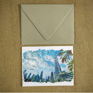 Postal Vista panorámica del Burj Khalifa de Dubai