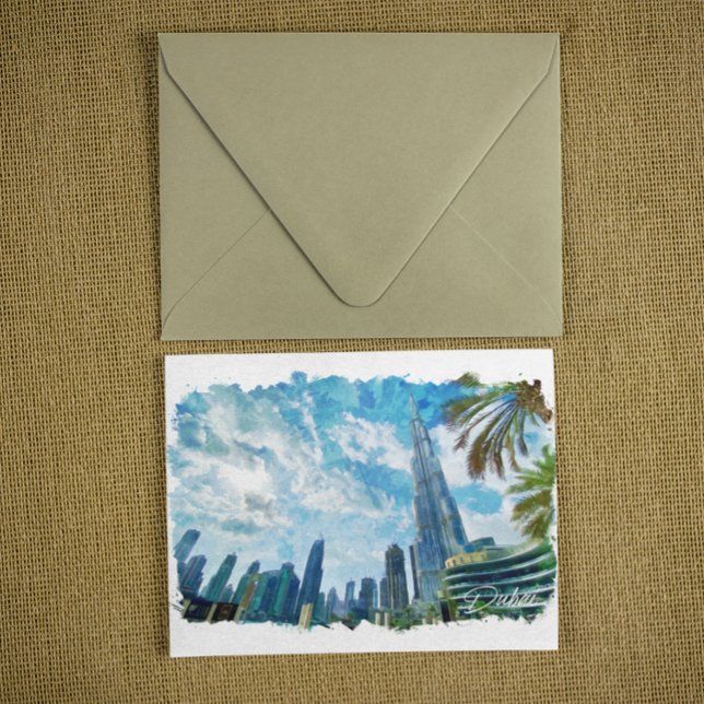 Postal Vista panorámica del Burj Khalifa de Dubai (dubai burj khalifa postcard)