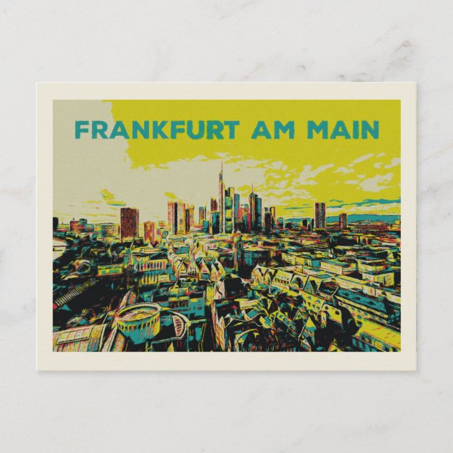 Postal Vista panorámica del Ilustracion de Frankfurt (Anverso)