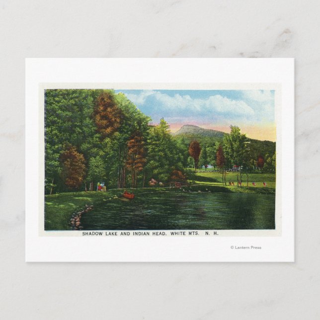 Postal Vista panorámica del lago Sombra y la cabeza india (Anverso)