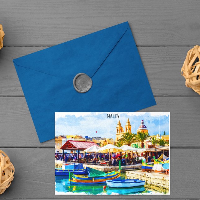 Postal Vista panorámica del Mediterráneo de Malta (malta panorama view harbour)