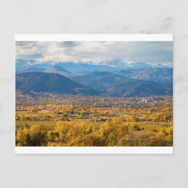 Postal Vista panorámica del otoño de Boulder Colorado (Anverso)