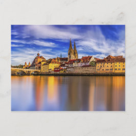 Postal Vista panorámica del río Regensburg