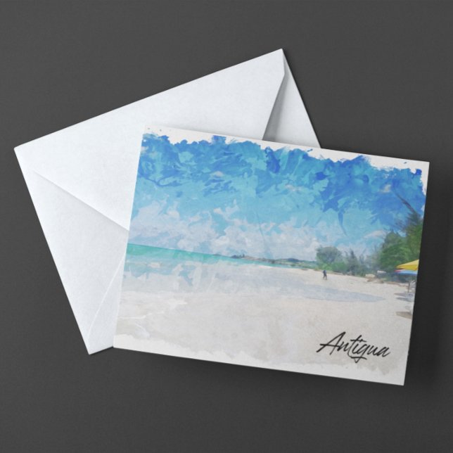 Postal Vista panorámica tropical de la isla Caribe Antigu (beautiful antigua postcard)