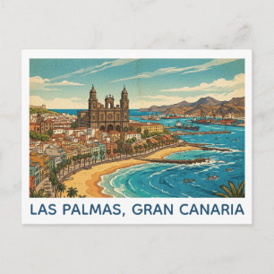 Postal Vista panorámica vintage de Las Palmas, Gran Canar