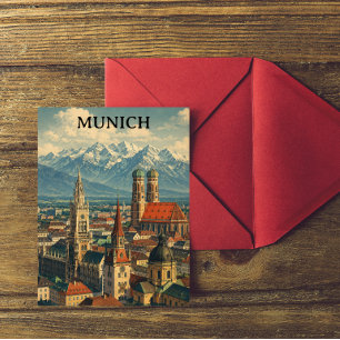Postal Vista panorámica vintage de Múnich Alemania Viajes