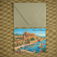 Vista panorámica vintage de Palma de Mallorca Espa