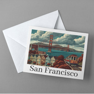 Postal Vista panorámica vintage del puente Golden Gate de
