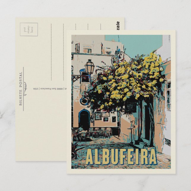 Postal Vista pintoresca del casco antiguo de Albufeira, A (Anverso / Reverso)