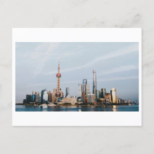 Postal Vista por días de Shanghai y del río Huangpu, Chin