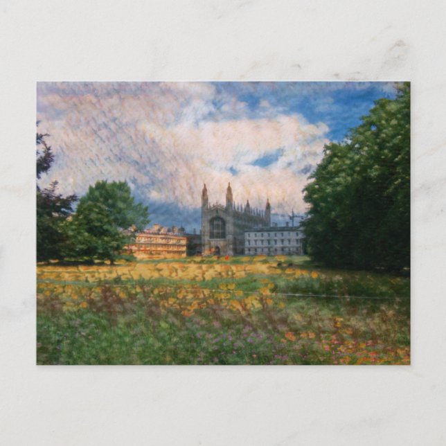 Postal Vista posterior del King's College en Cambridge, I (Anverso)