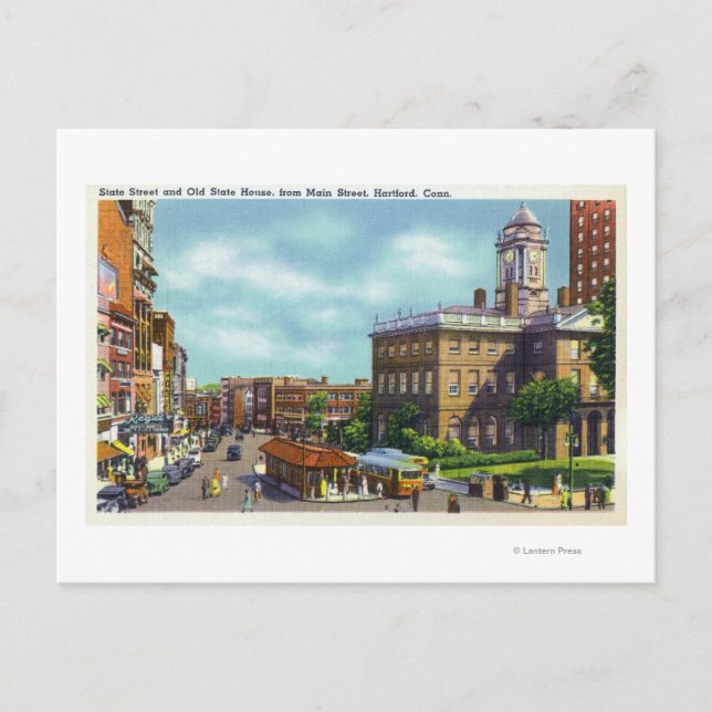 Postal Vista principal de la calle estatal y el estado an (Anverso)