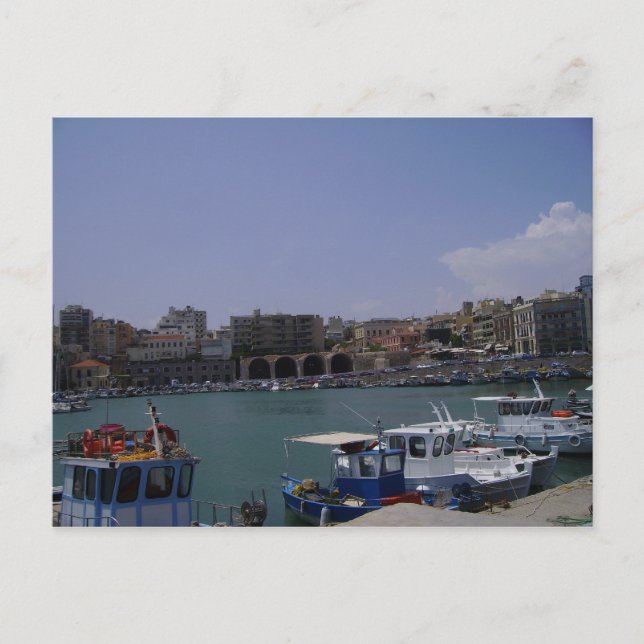 Postal Vista puerto de Heraklion, Creta (Anverso)