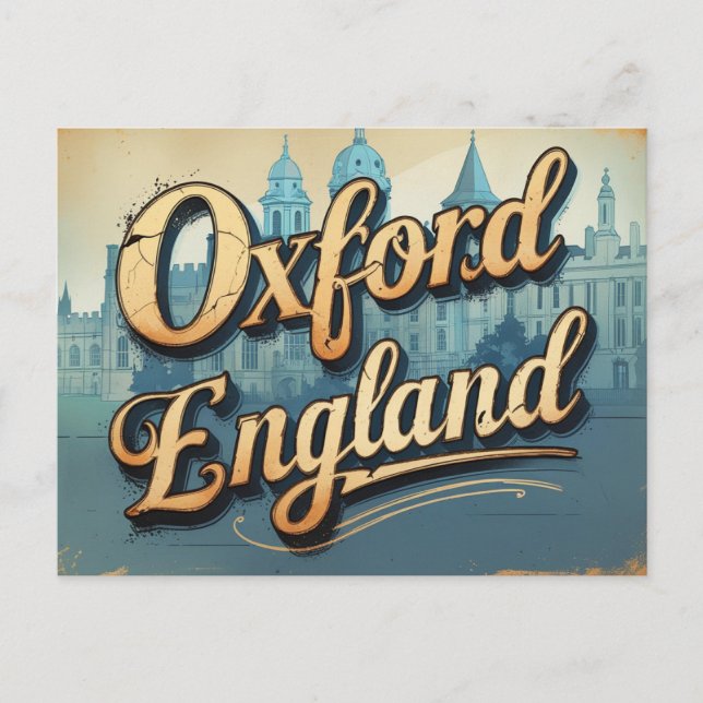 Postal Vista Retro Clásica de Oxford (Anverso)