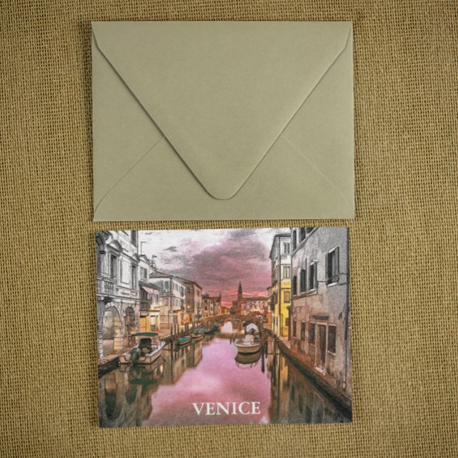 Postal Vista romántica de Venecia Italia Gondola (venice italy gondola romantic postcard)