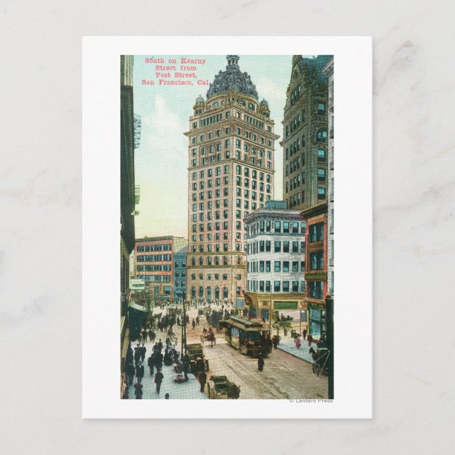 Postal Vista sur de Kearny St desde Post St (Anverso)