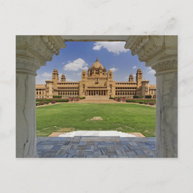 Postal Vista trasera del hotel Umaid Bhawan Palace, Jodjp (Anverso)