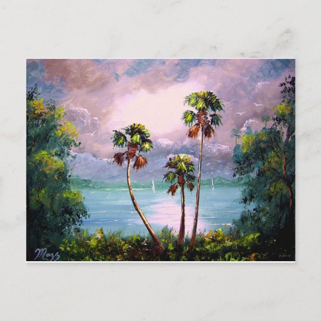 Postal Vista tropical del lago (Anverso)