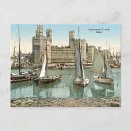 Postal Vista vintage Castillo de Caernarfon, Gales