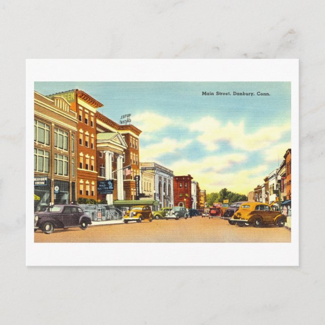 Postal Vista vintage de Danbury, Connecticut, (Anverso)