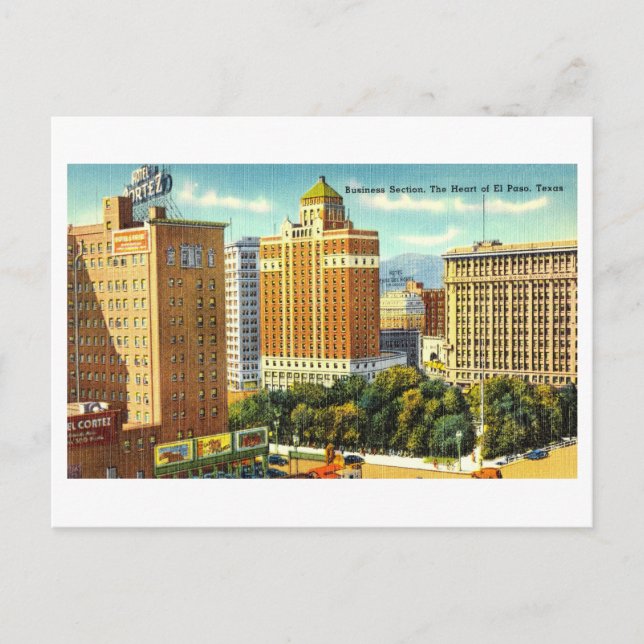 Postal Vista Vintage de El Paso, Texas, (Anverso)