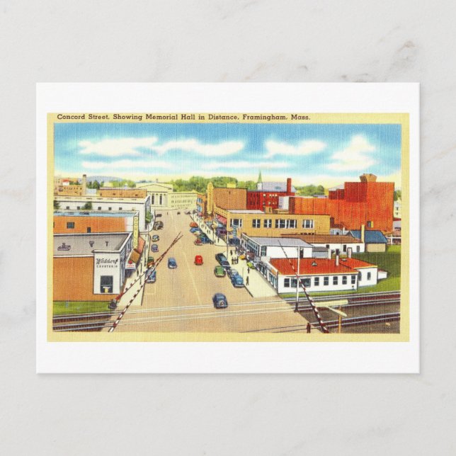 Postal Vista Vintage de Framingham, Mass., (Anverso)