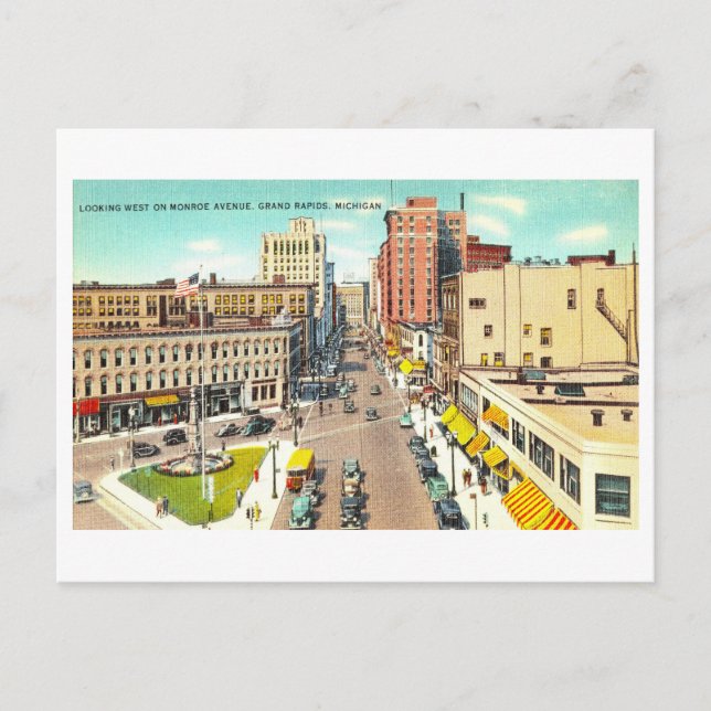 Postal Vista Vintage de Grand Rapids, Michigan, (Anverso)