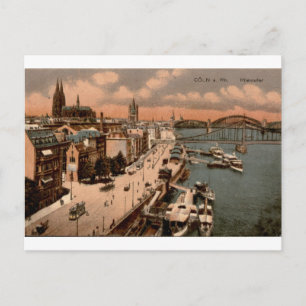 Postal Vista vintage de la catedral de Colonia en la oril