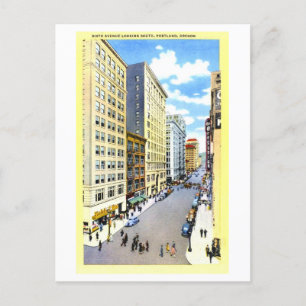 Postal Vista vintage de la Sexta Avenida en Portland, Ore