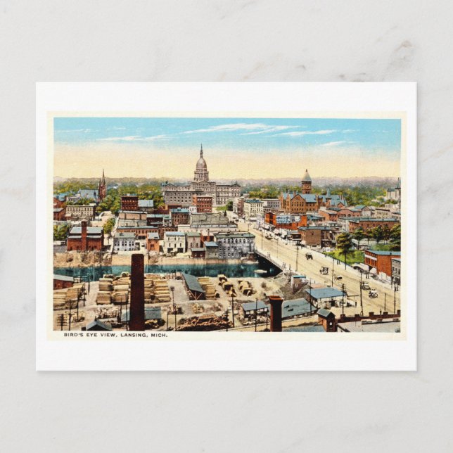 Postal Vista Vintage de Lansing, Michigan, (Anverso)
