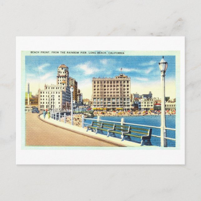 Postal Vista Vintage de Long Beach, California, (Anverso)