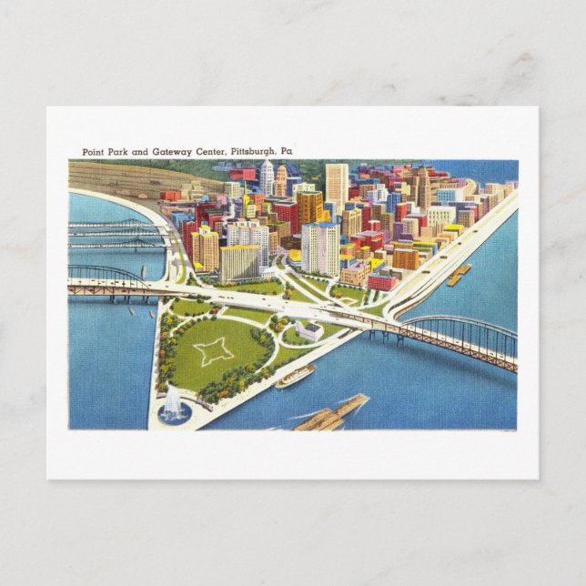 Postal Vista Vintage de Pittsburgh, Pennsylvania, (Anverso)