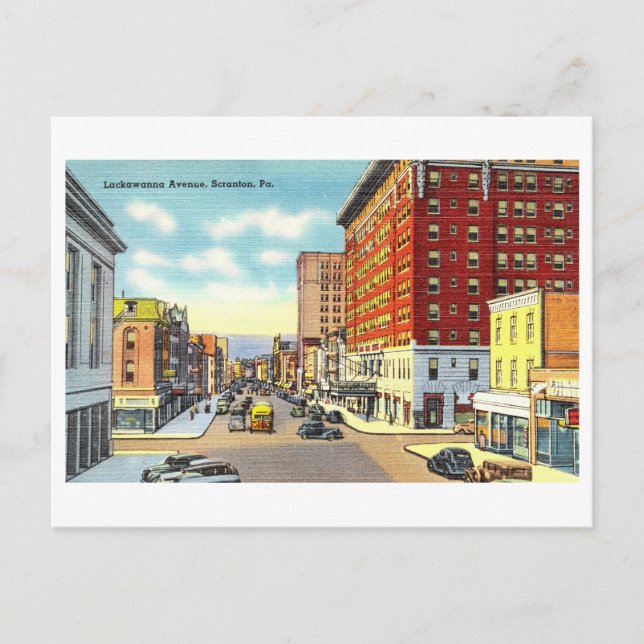 Postal Vista Vintage de Scranton, Pennsylvania, (Anverso)