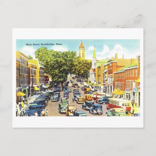 Postal Vista vintage de Southbridge, Massachusetts, (Anverso)