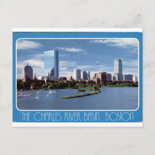 Postal Vista vintage del horizonte de Boston en la cuenca