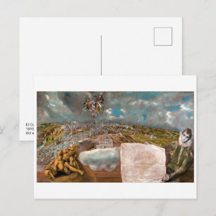 Postal Vista y plano de Toledo El Greco