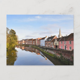 Postal Vistas a la catedral de Norwich y al río Wensum