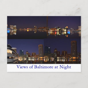 Postal Vistas de Baltimore de noche