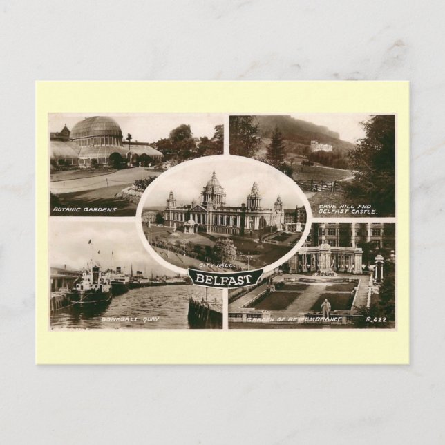 Postal Vistas de Belfast, Irlanda Vintage (Anverso)