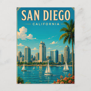 Postal 🌊 Vistas de la ciudad costera de San Diego Califo