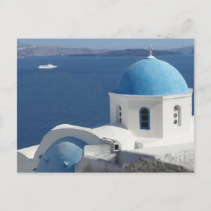 Postal Vistas de la Iglesia en Santorini, Grecia